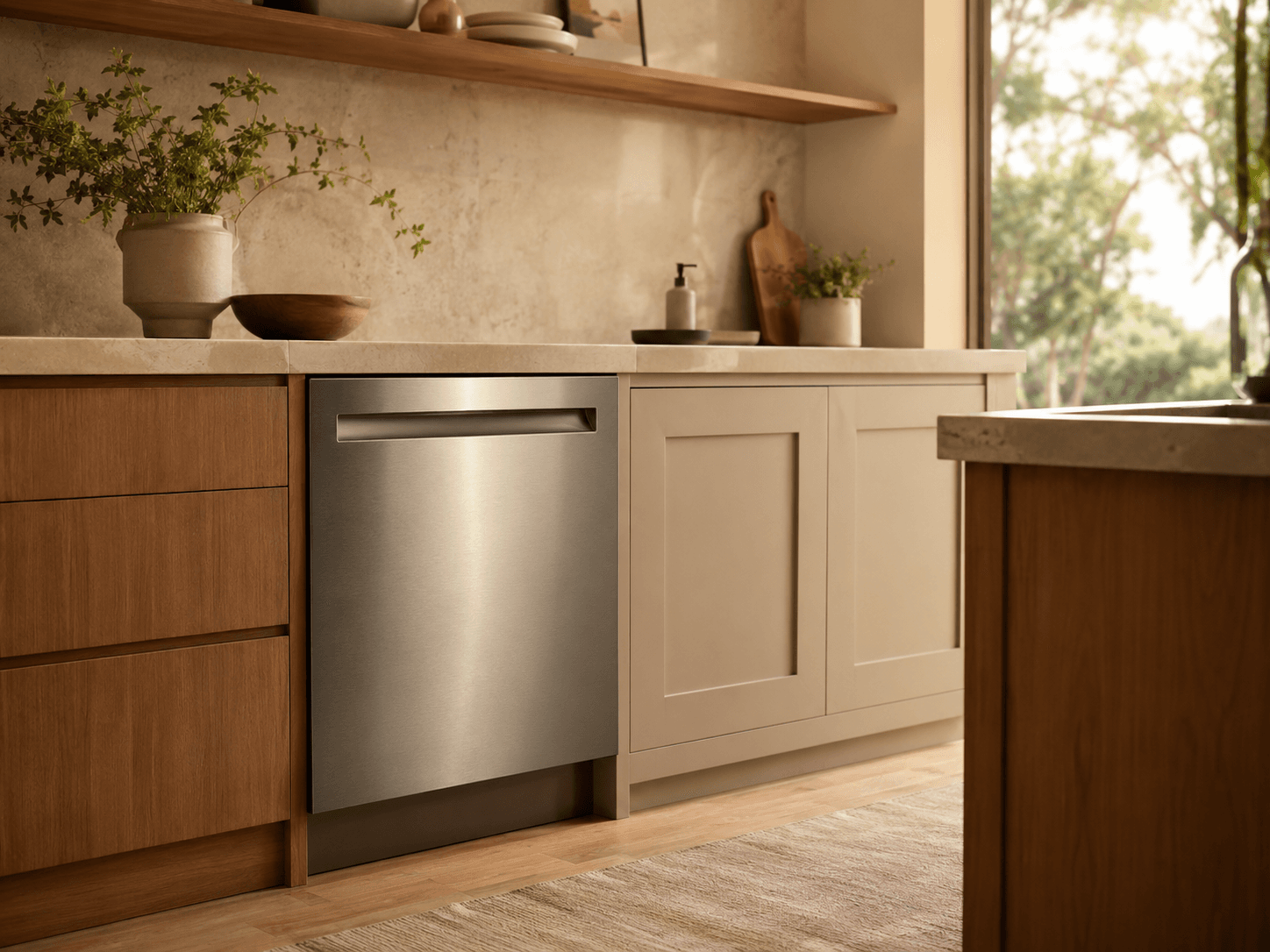 Built-in dishwasher in a contemporary kitchen