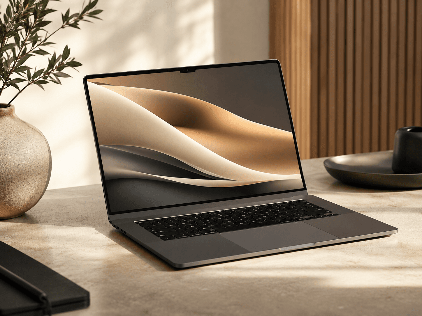 Laptop on a modern workspace