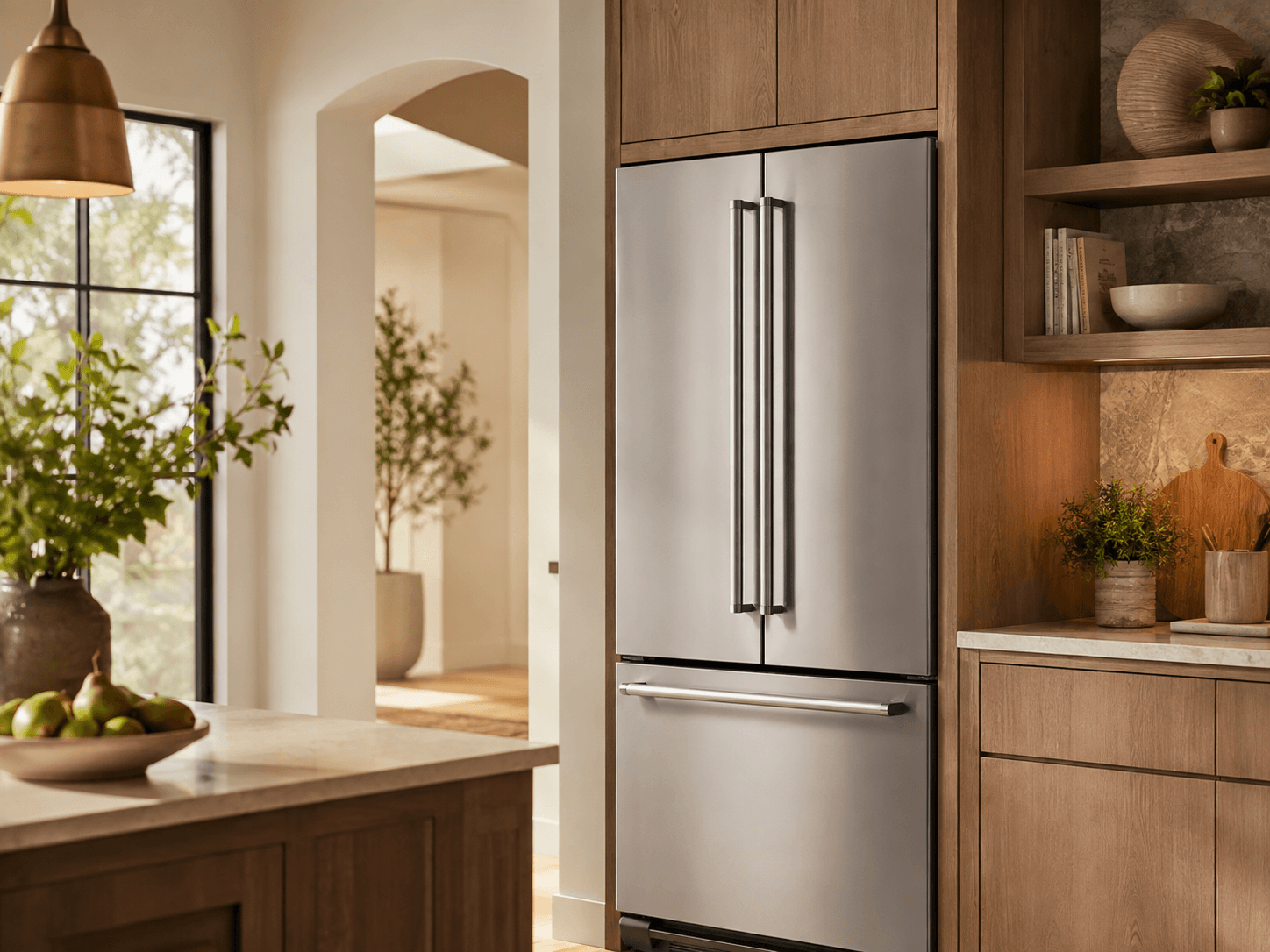 Refrigerator in a contemporary kitchen