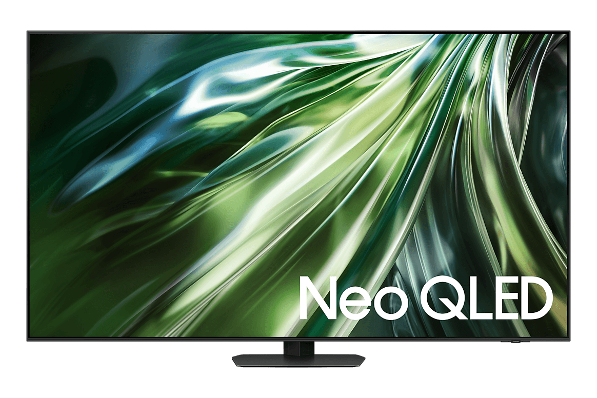 Samsung QN65QN90DAFXZC television, complete front view with manufacturer screen artwork.