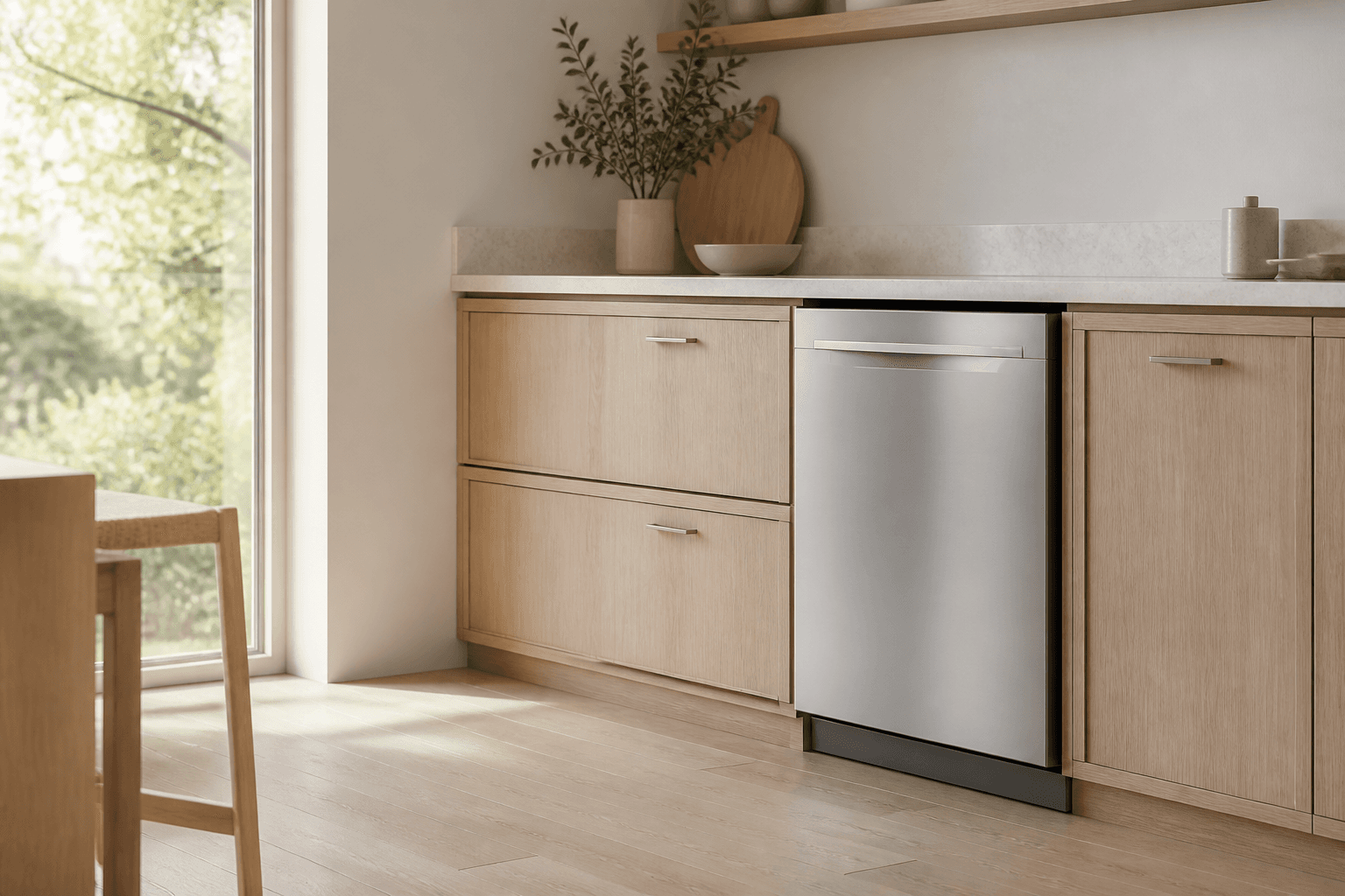 Built-in dishwasher in a contemporary kitchen