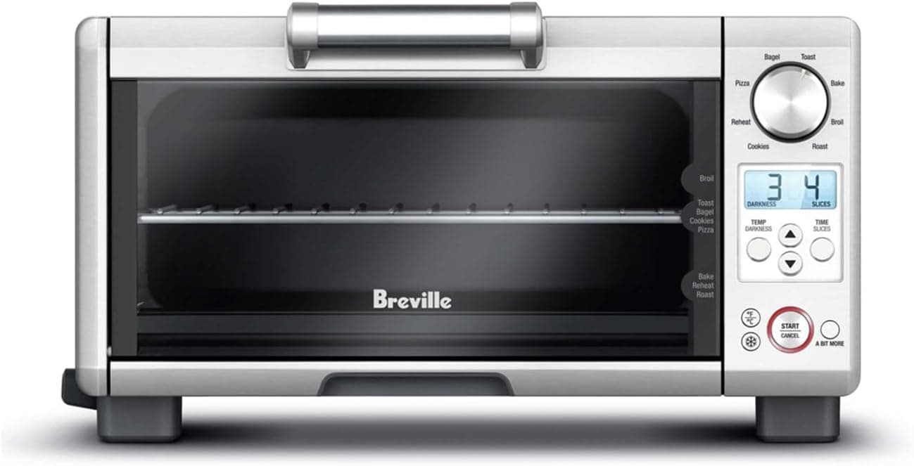 Breville BOV450XL Mini Smart Oven, Brushed Stainless Steel on a white background.