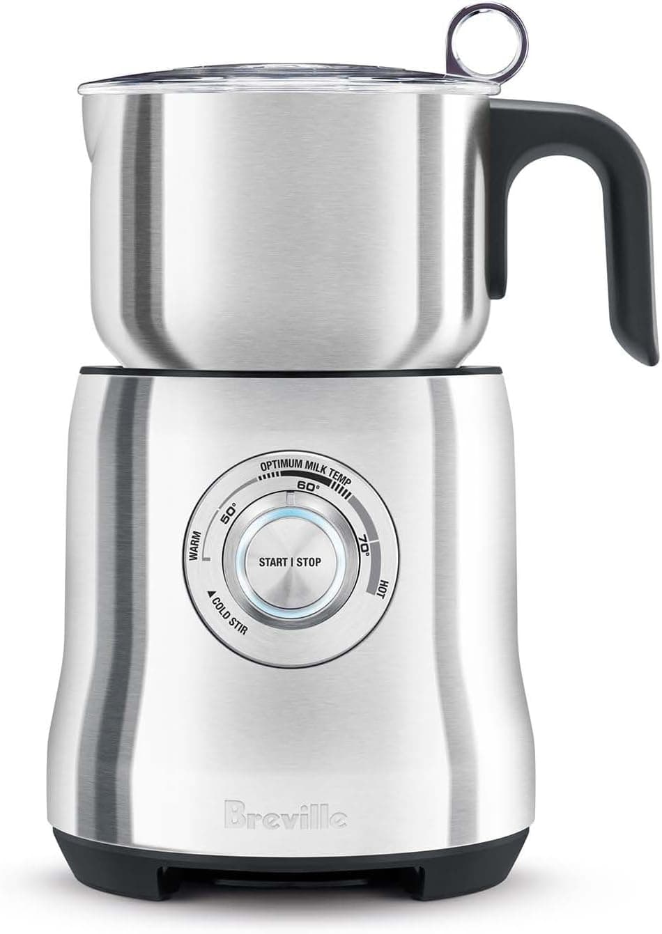 Breville Milk Cafe Milk Frother, Stainless Steel on a white background.