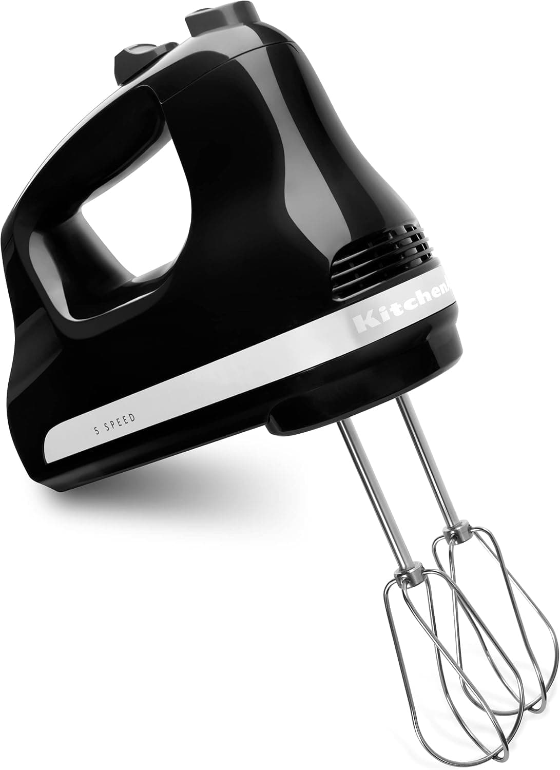KitchenAid 5-Speed Ultra Power Hand Mixer, Onyx Black (KHM512OB) on a white background.